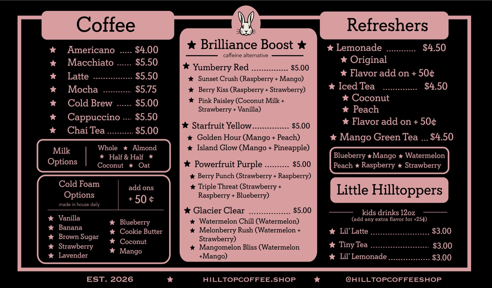 Coffee and brilliance boost menu preview
